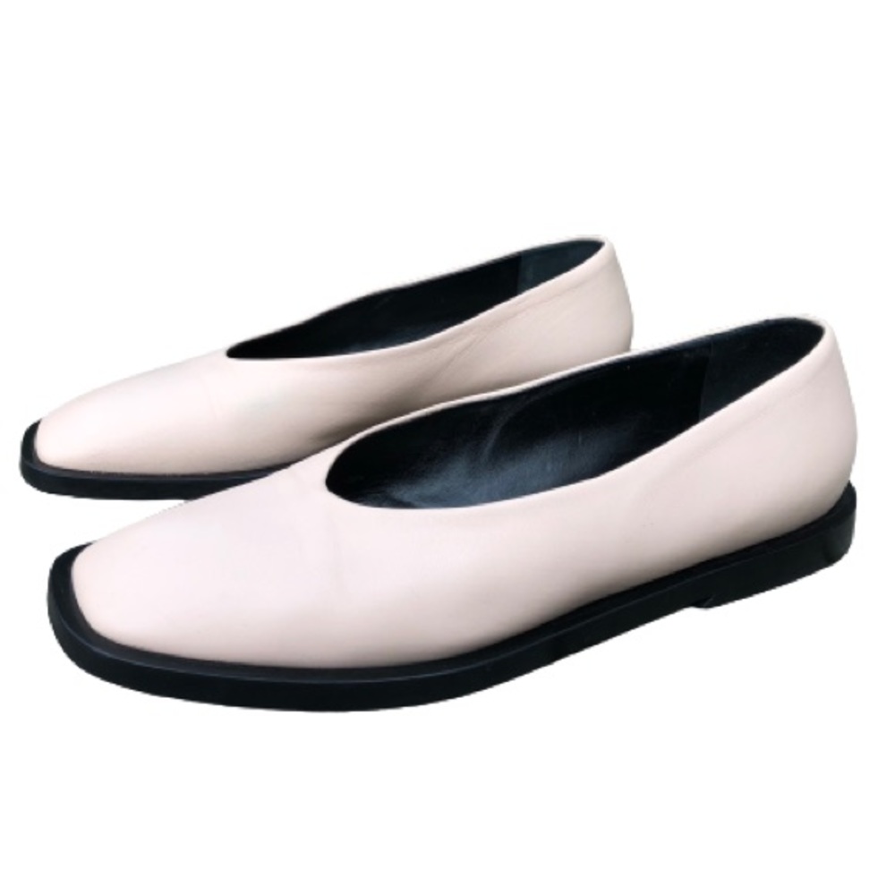MARNI Square Toe Pale Pastel Pink Nude Leather Slip On Ballet Flats Shoes 38/8